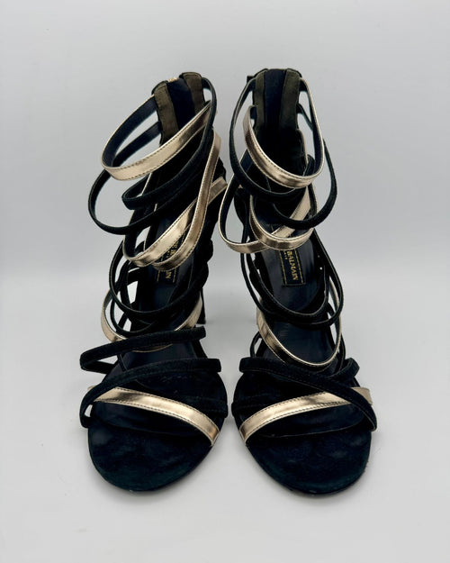 Balmain High Heels, Schwarz Gold, Size 38