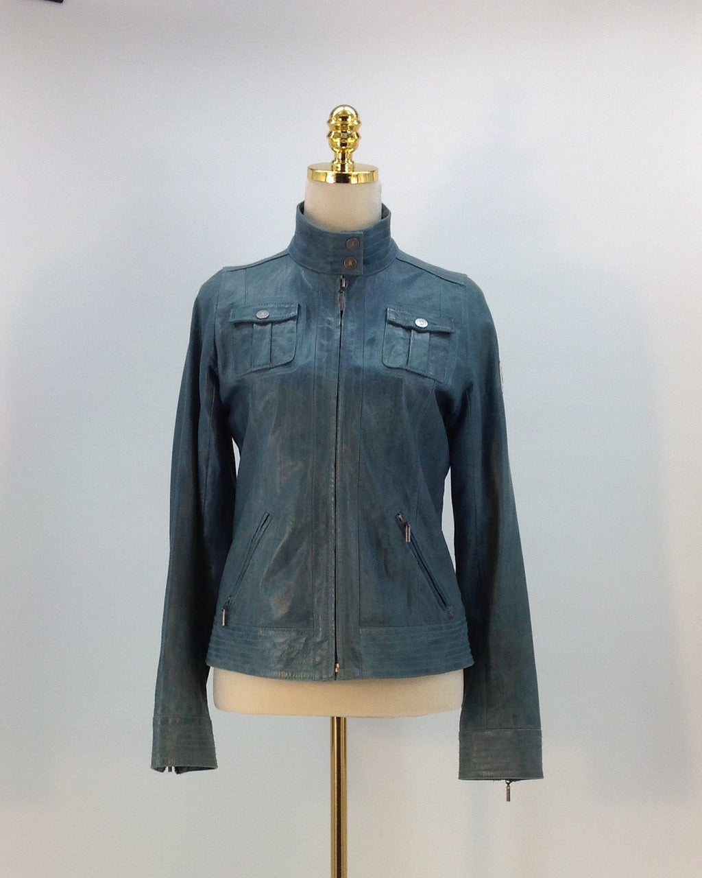 Frieda & Freddies New York Lederjacke, Blau, Size 3XL
