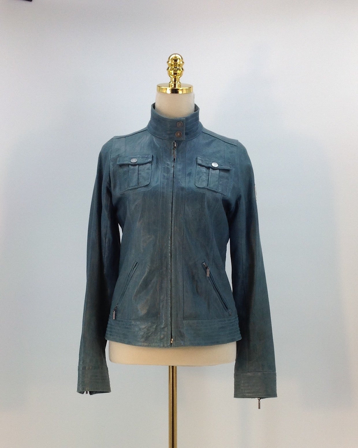 Frieda & Freddies New York Lederjacke, Blau, Size 3XL