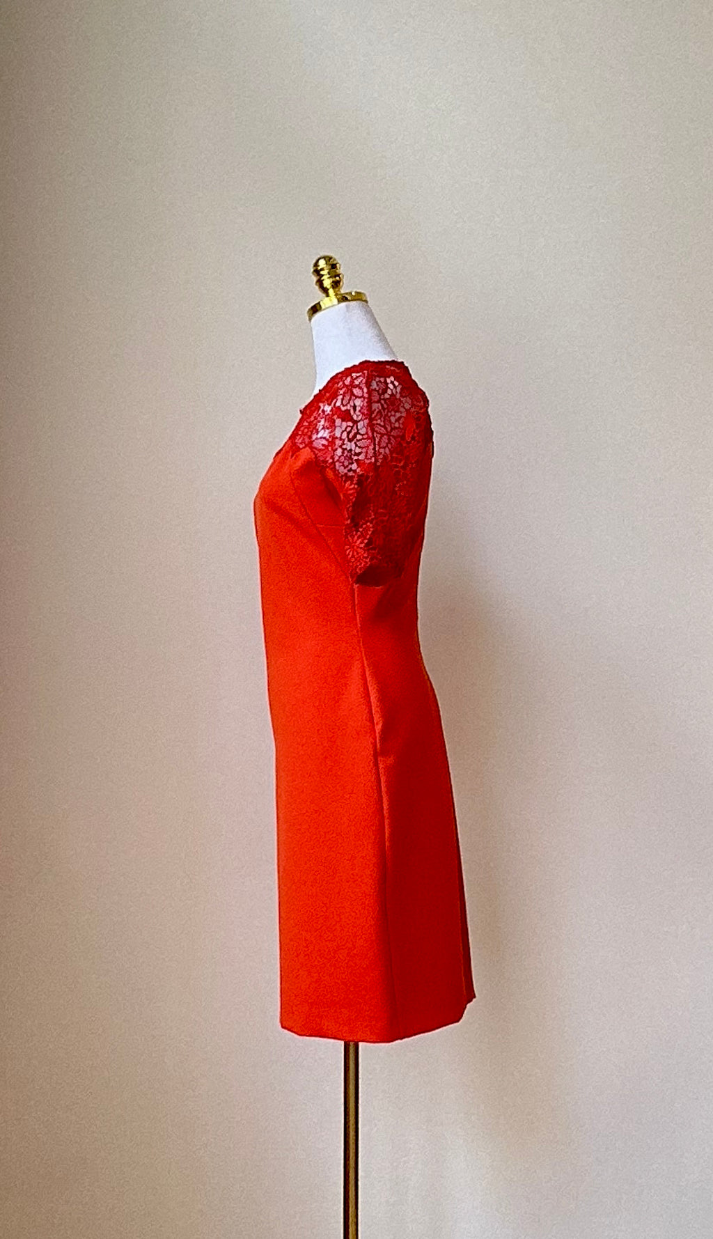 Rotes Damen Midikleid mit Spitze Gr. S